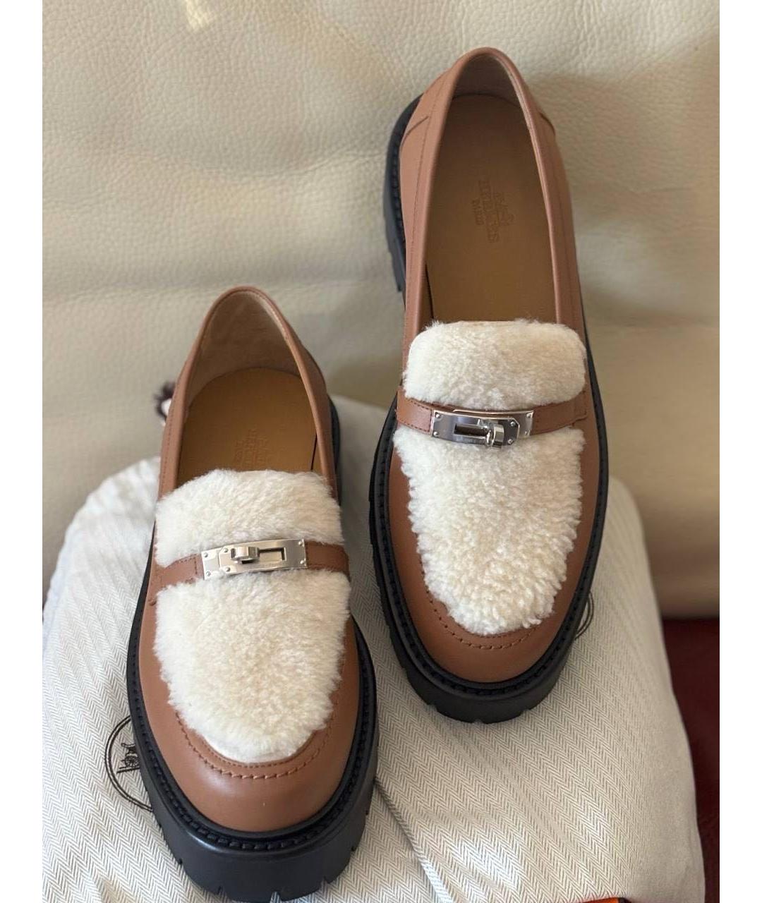 HERMES Коричневые кожаные лоферы, фото 3