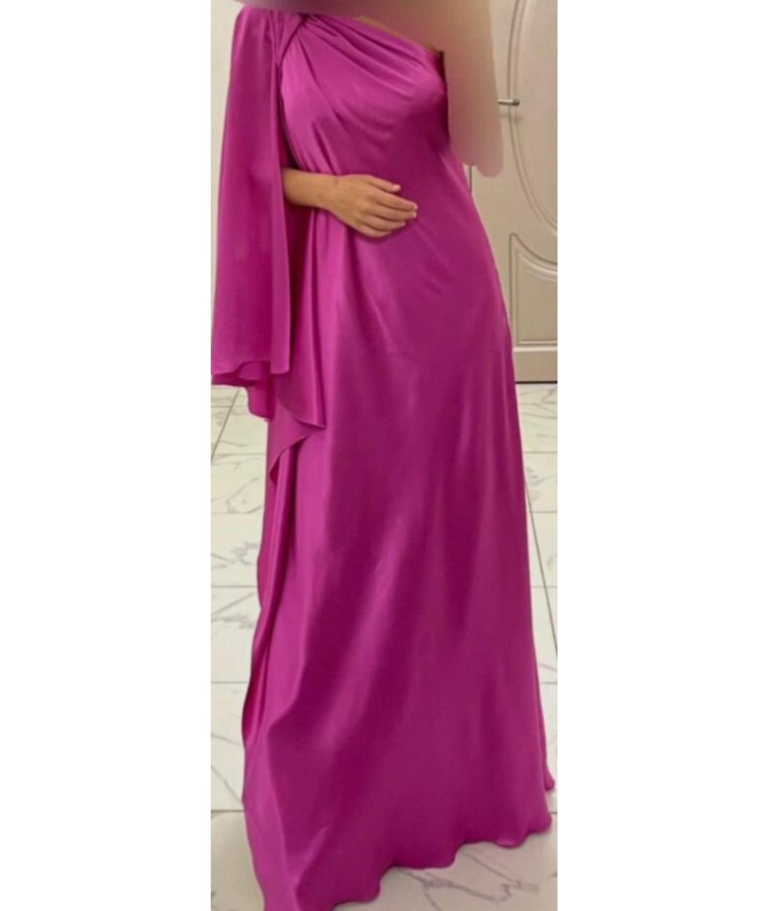 ALBERTA FERRETTI Розовое шелковое вечернее платье, фото 6