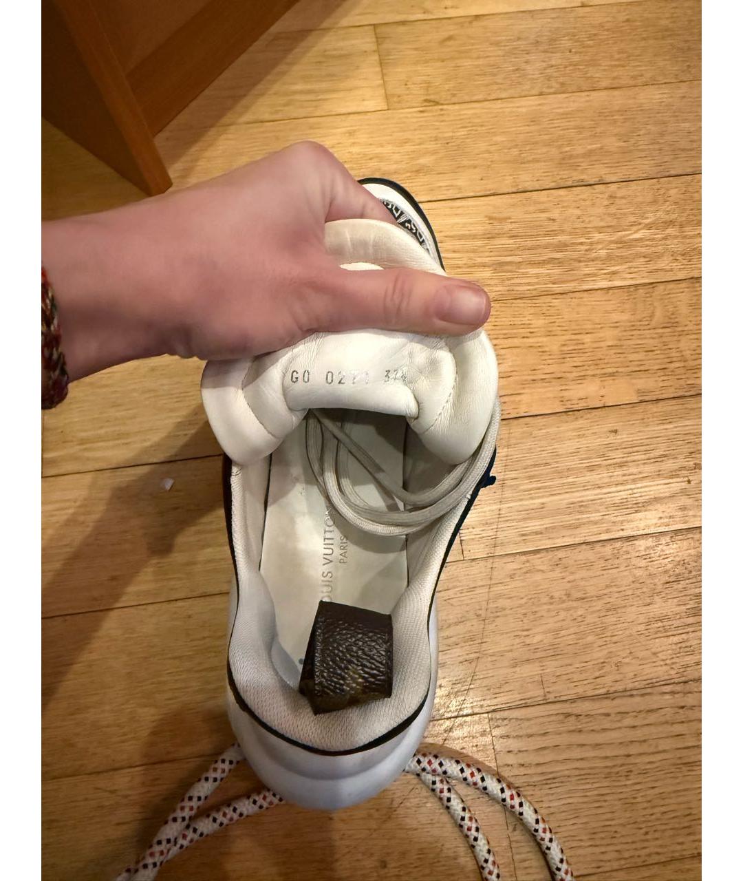 LOUIS VUITTON Белые кожаные кроссовки, фото 8