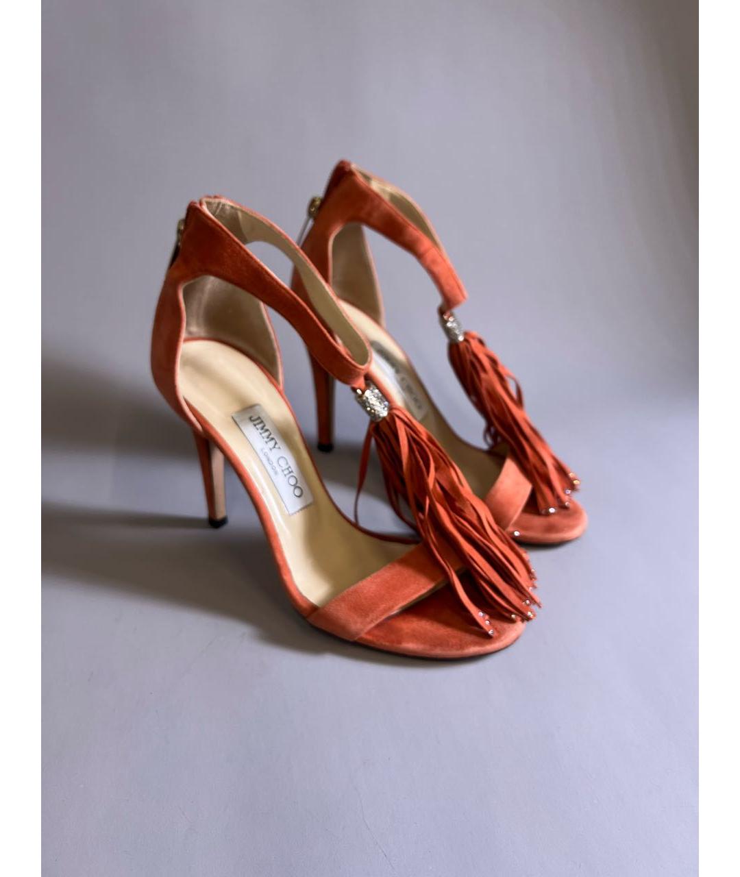 JIMMY CHOO Оранжевое замшевые босоножки, фото 6