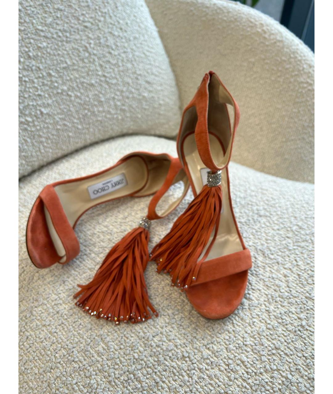 JIMMY CHOO Оранжевое замшевые босоножки, фото 2