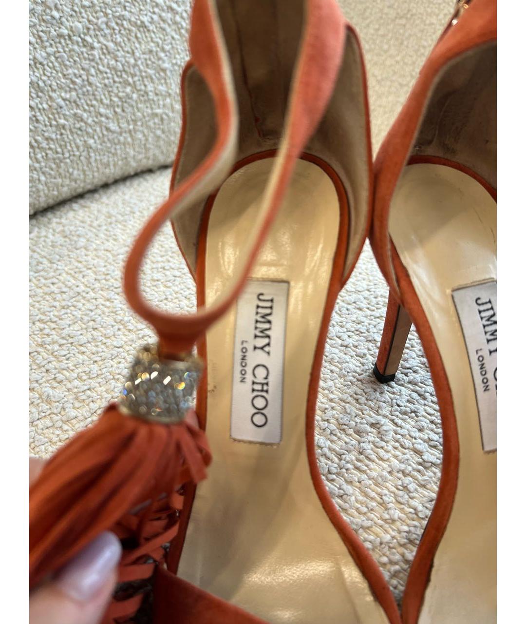JIMMY CHOO Оранжевое замшевые босоножки, фото 3
