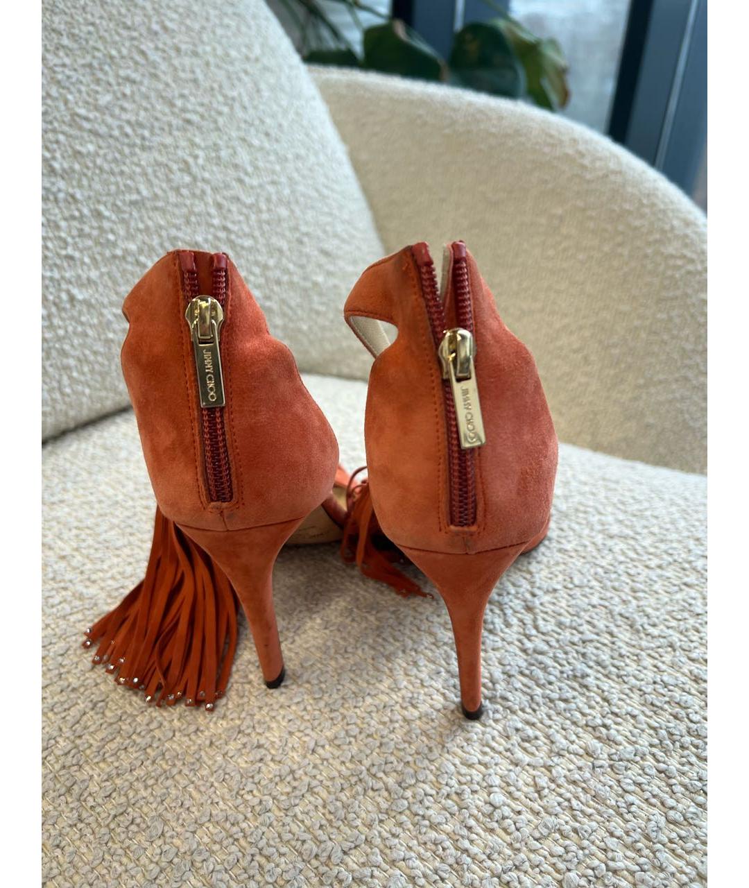 JIMMY CHOO Оранжевое замшевые босоножки, фото 4