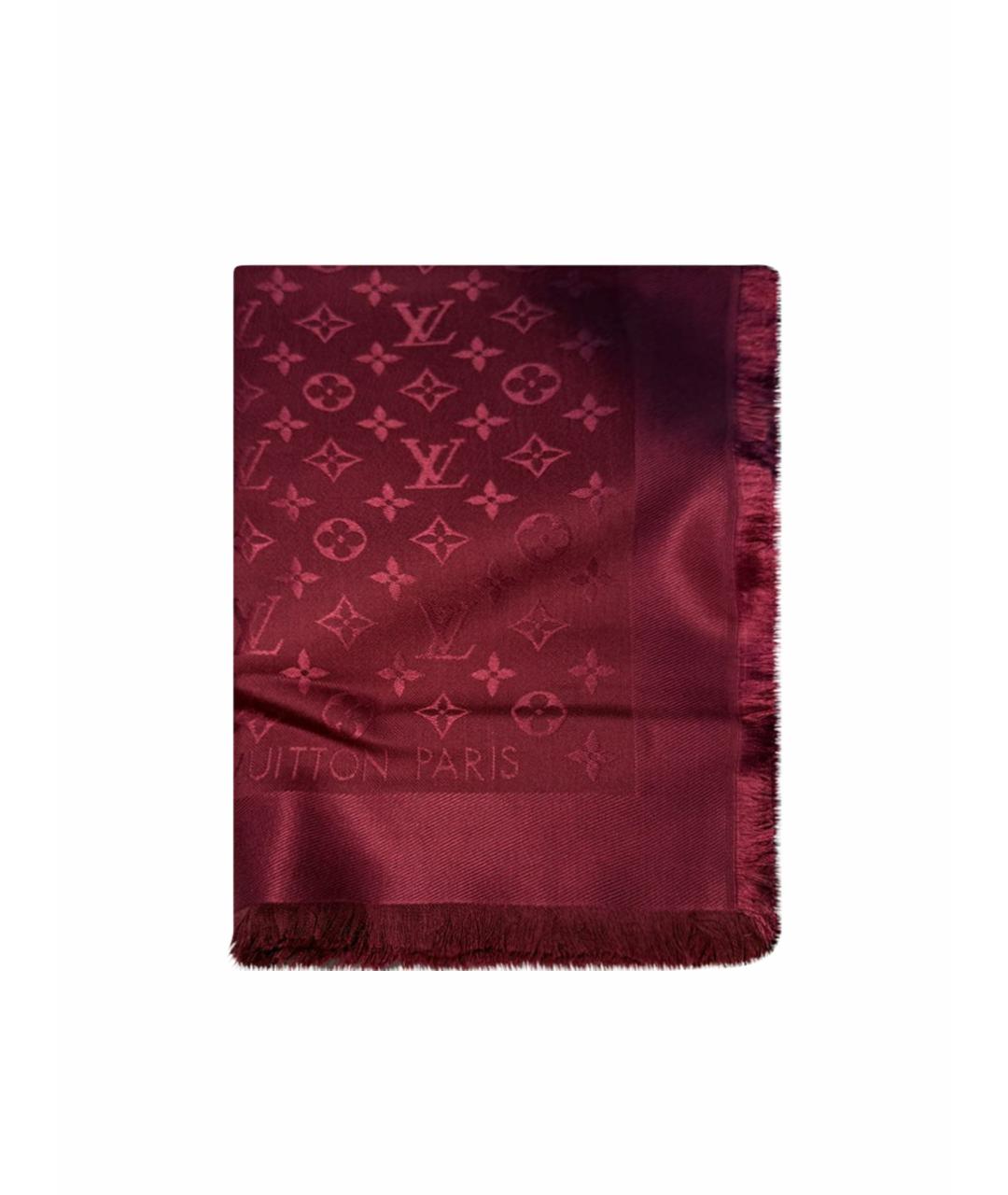 LOUIS VUITTON Бордовый шерстяной платок, фото 1