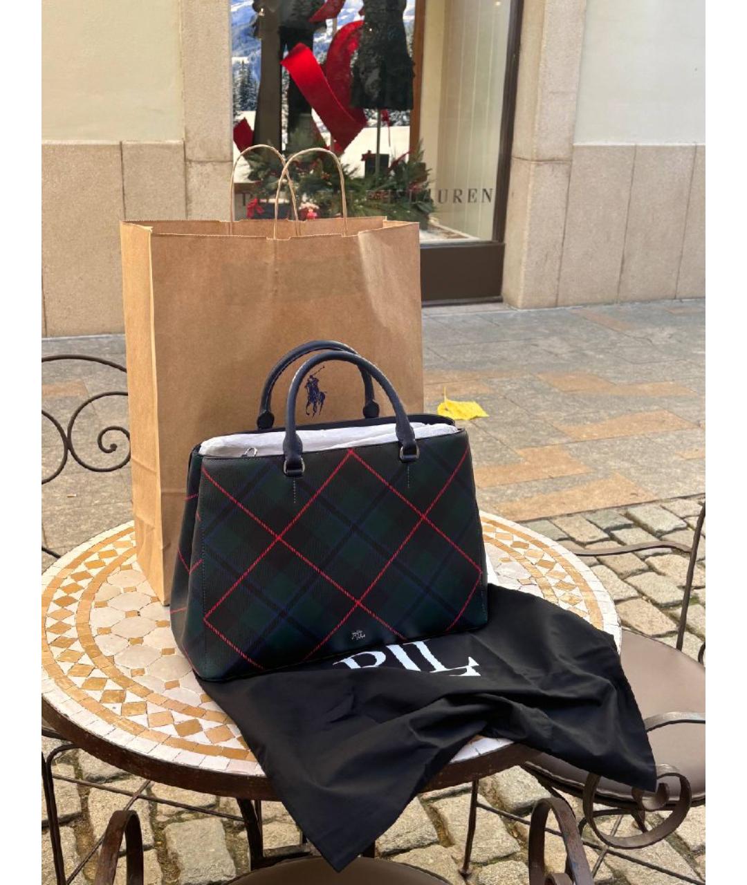 POLO RALPH LAUREN Черная кожаная сумка с короткими ручками, фото 3