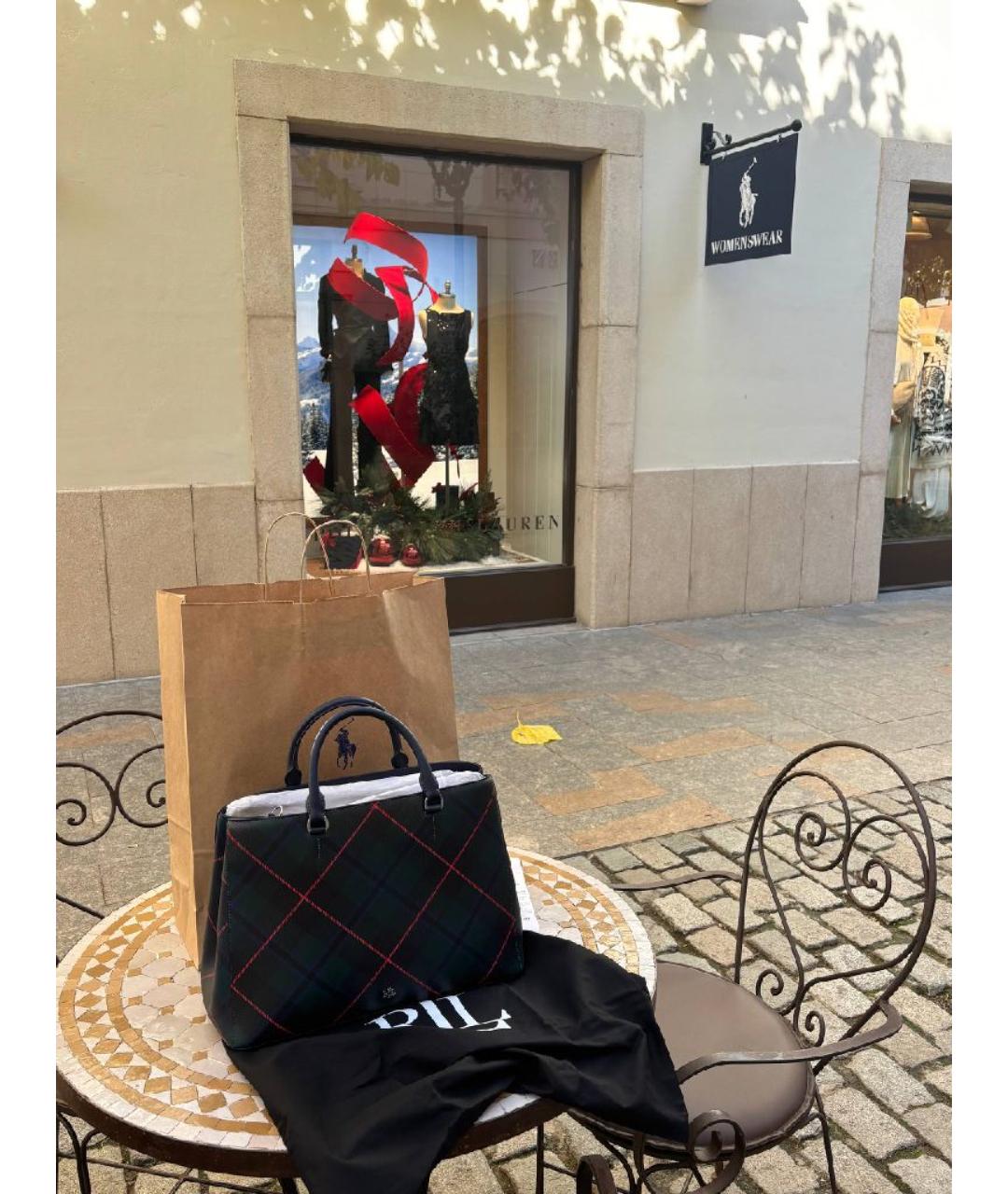 POLO RALPH LAUREN Черная кожаная сумка с короткими ручками, фото 2