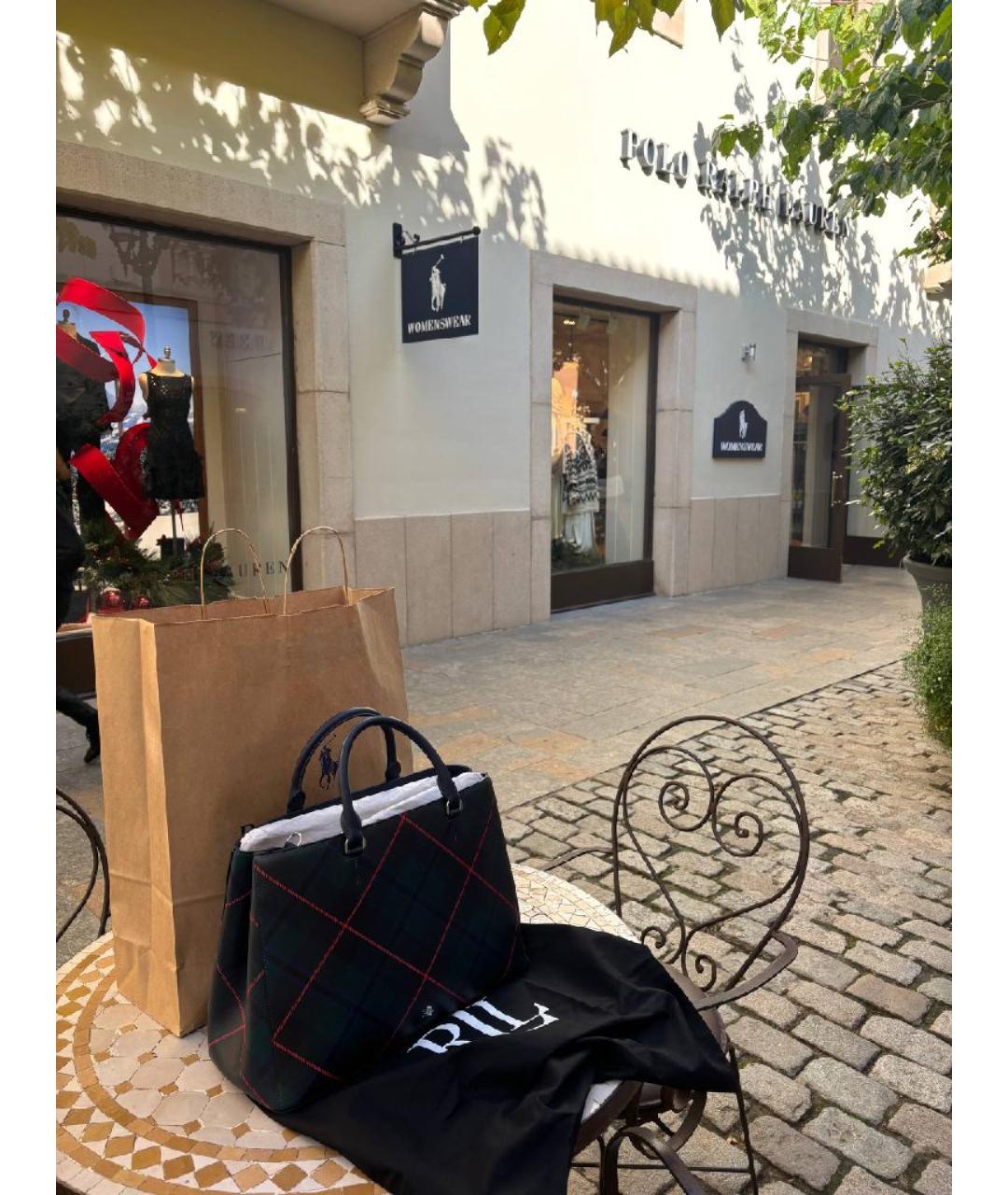 POLO RALPH LAUREN Черная кожаная сумка с короткими ручками, фото 4