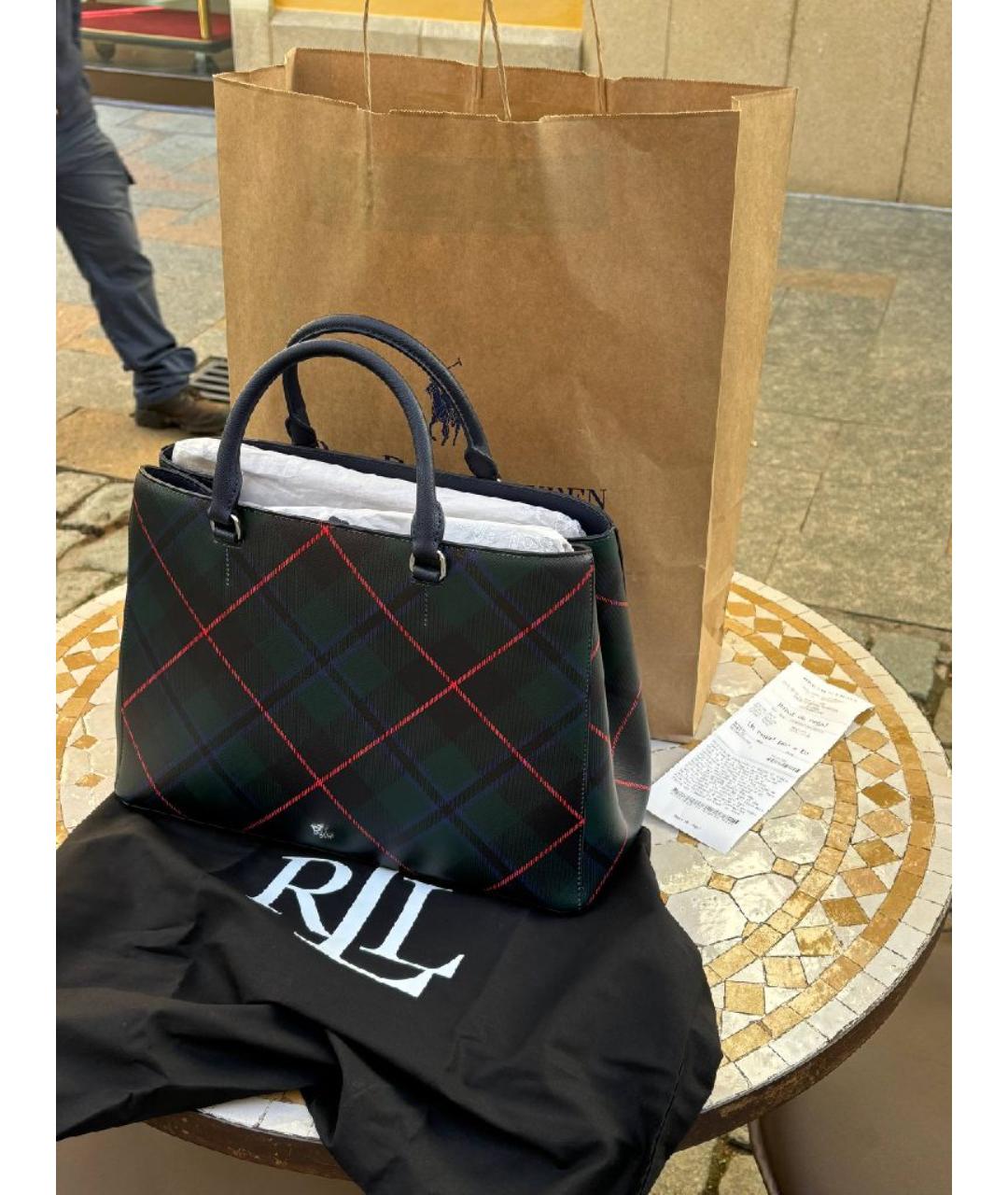 POLO RALPH LAUREN Черная кожаная сумка с короткими ручками, фото 5