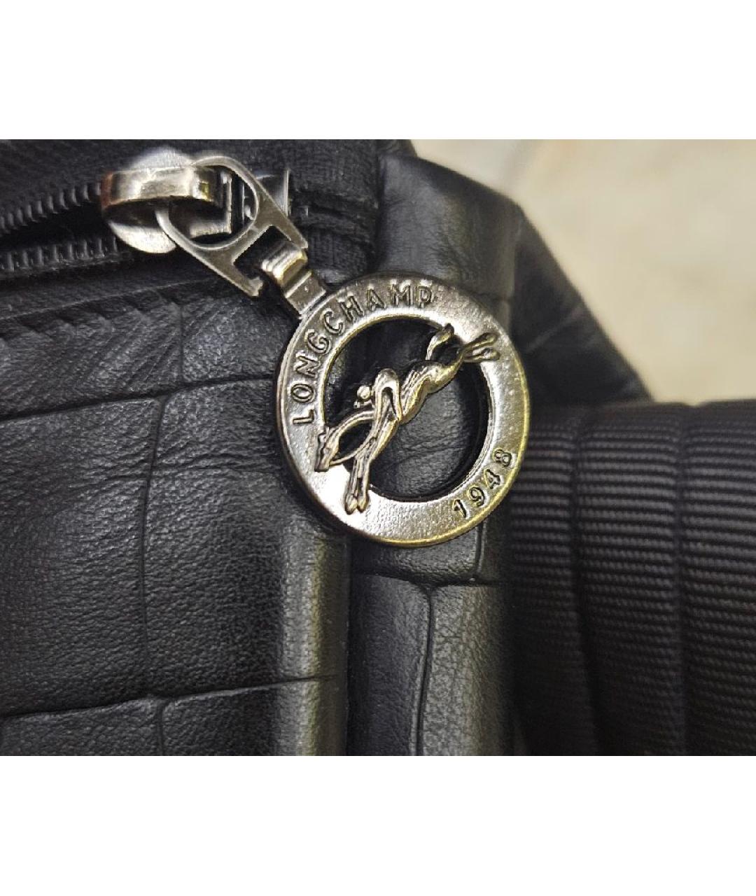 LONGCHAMP Черная кожаная поясная сумка, фото 5