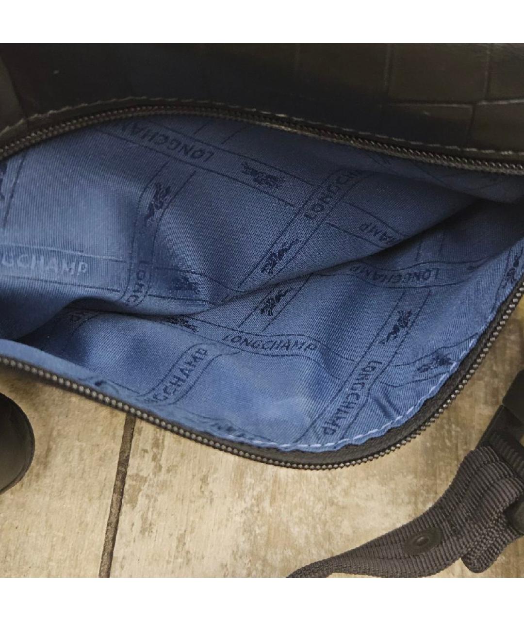 LONGCHAMP Черная кожаная поясная сумка, фото 4