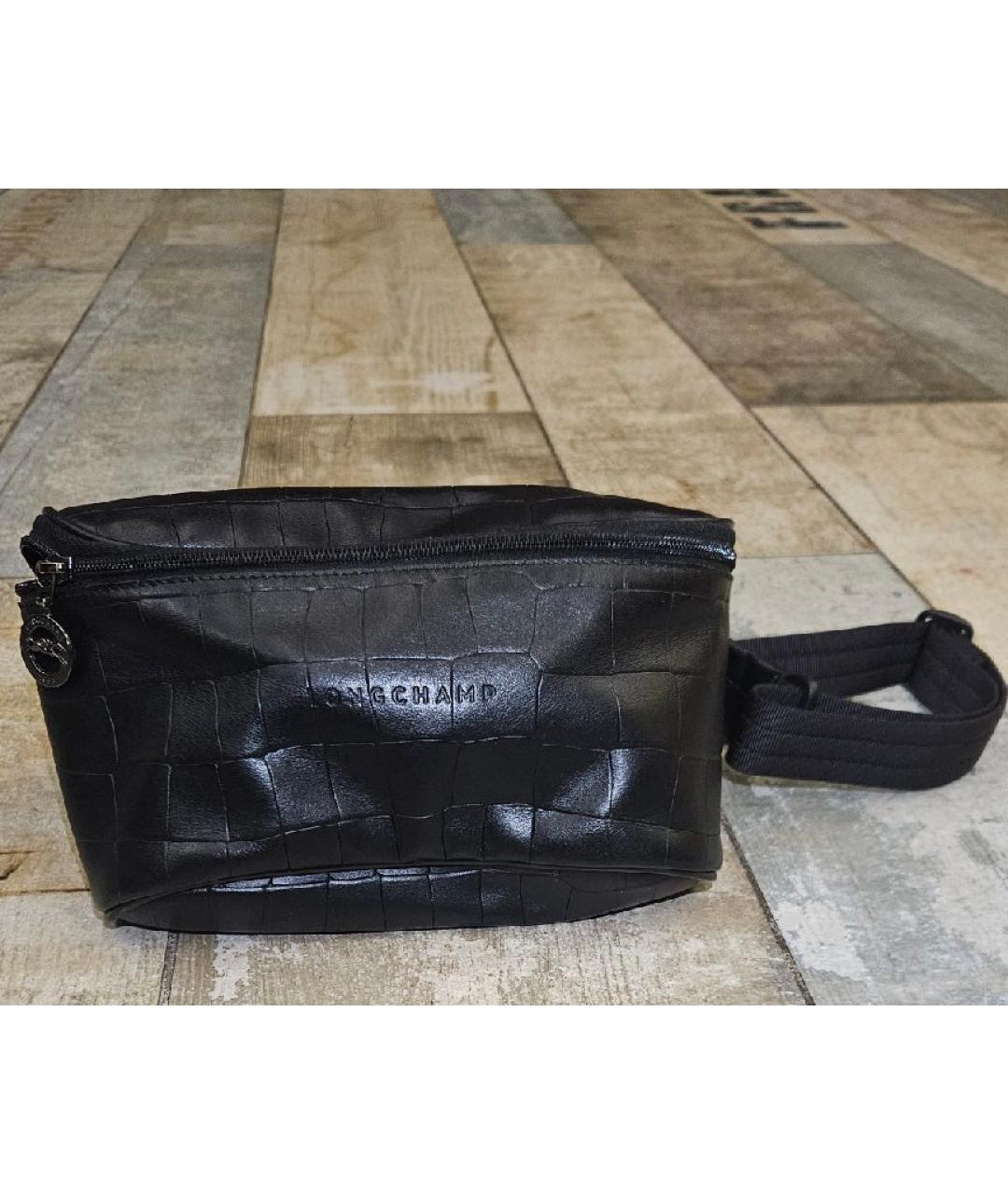 LONGCHAMP Черная кожаная поясная сумка, фото 6