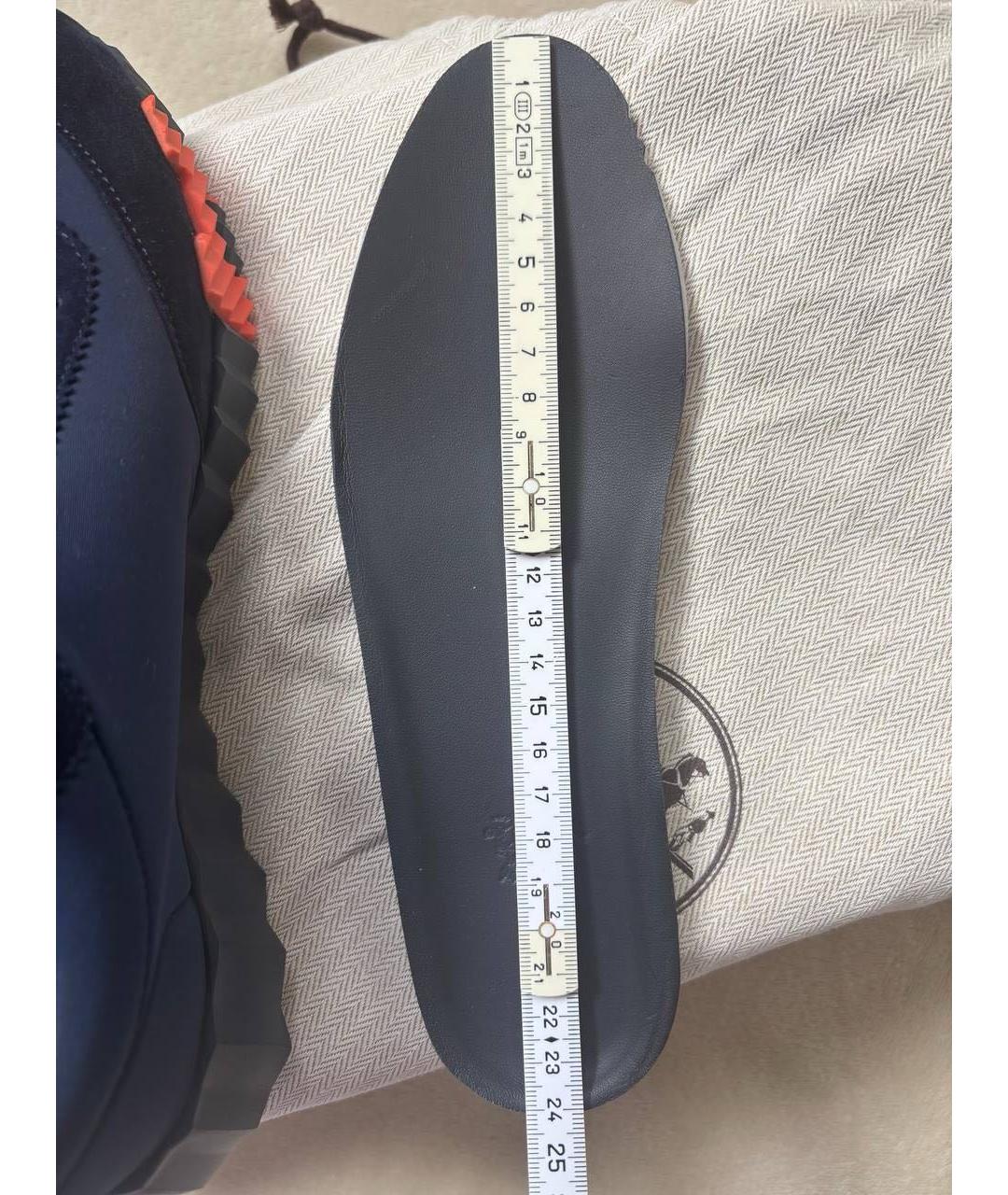 HERMES Синие кожаные кроссовки, фото 4