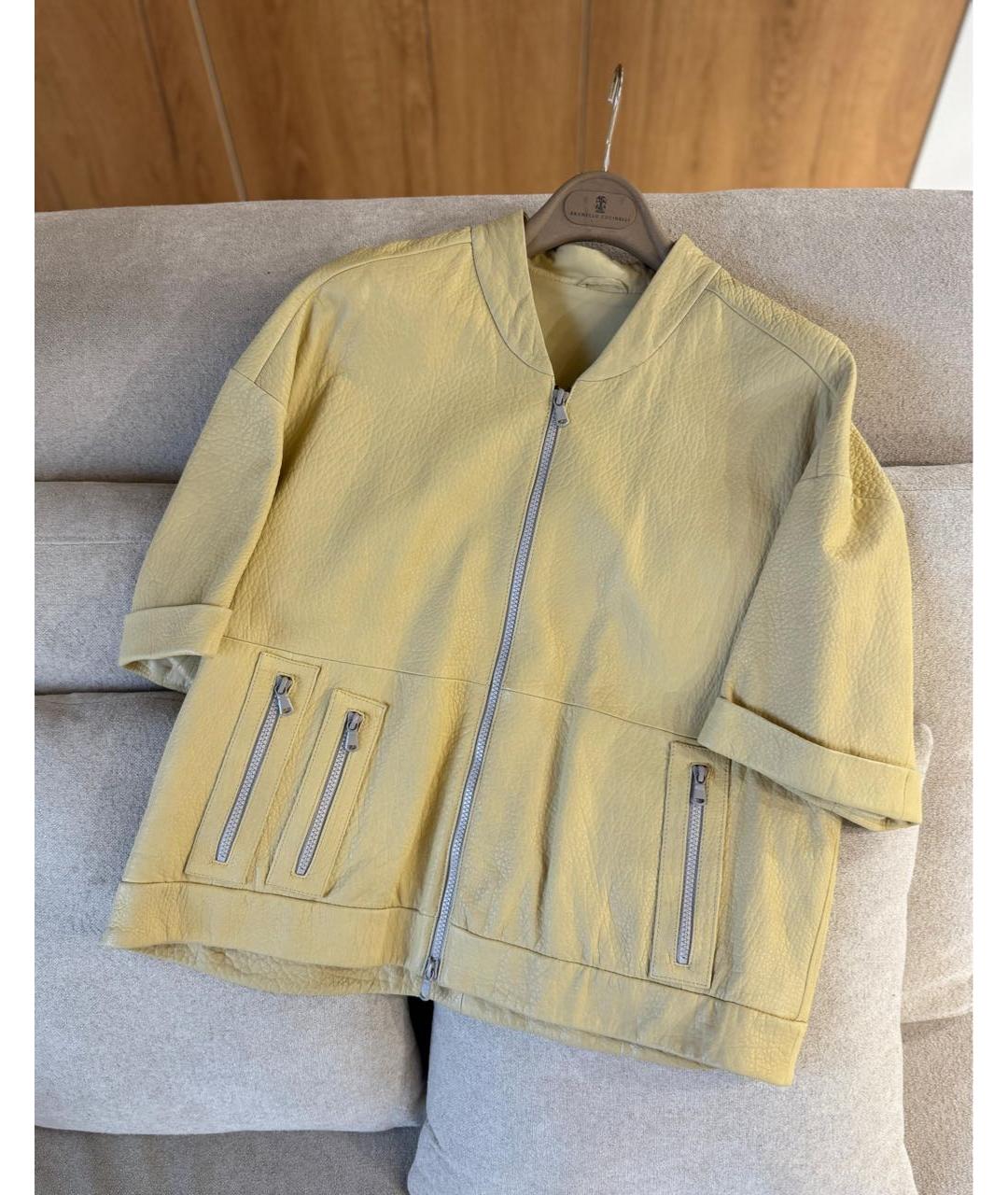 BRUNELLO CUCINELLI Бежевая кожаная куртка, фото 2