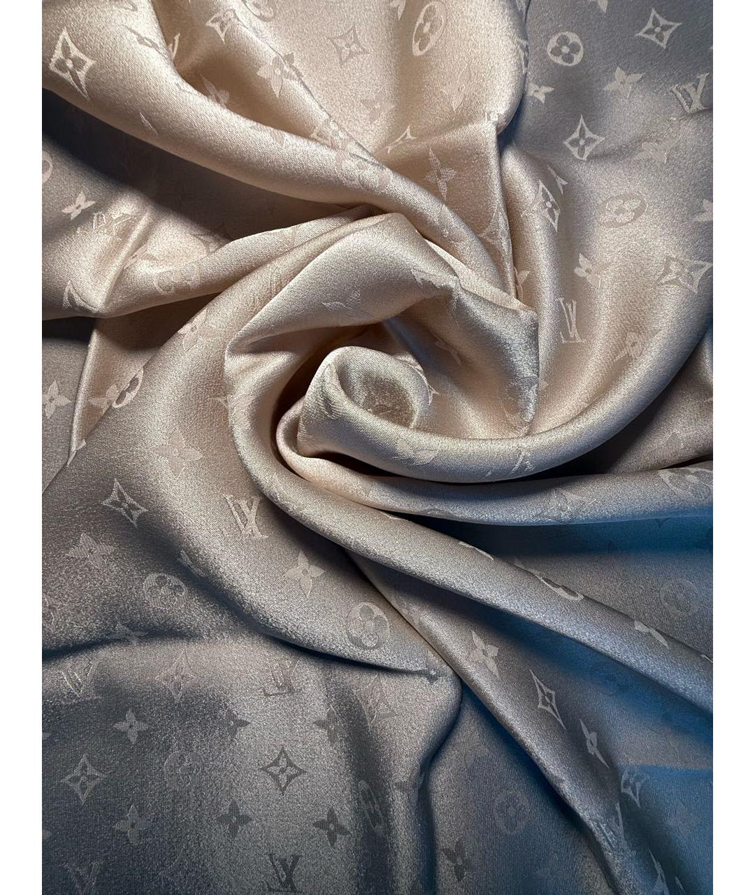 LOUIS VUITTON Бежевый шелковый платок, фото 3
