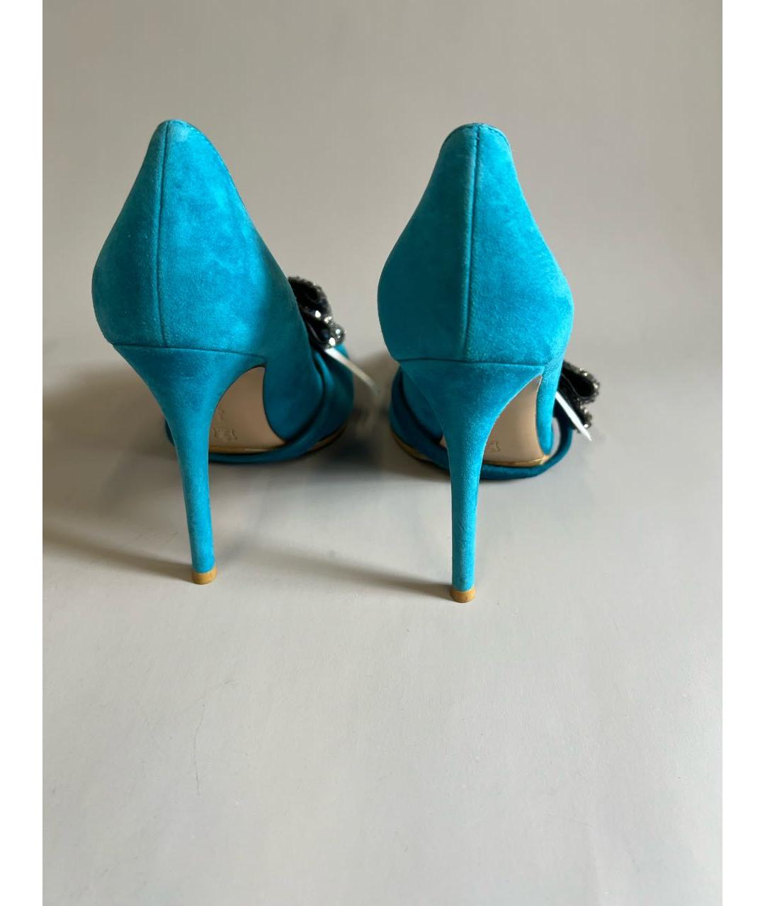 GIANVITO ROSSI Бирюзовые замшевые туфли, фото 4