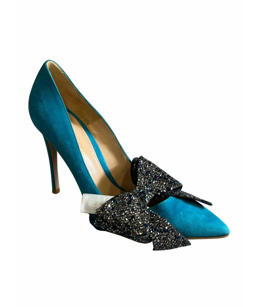GIANVITO ROSSI Бирюзовые замшевые туфли, фото 1
