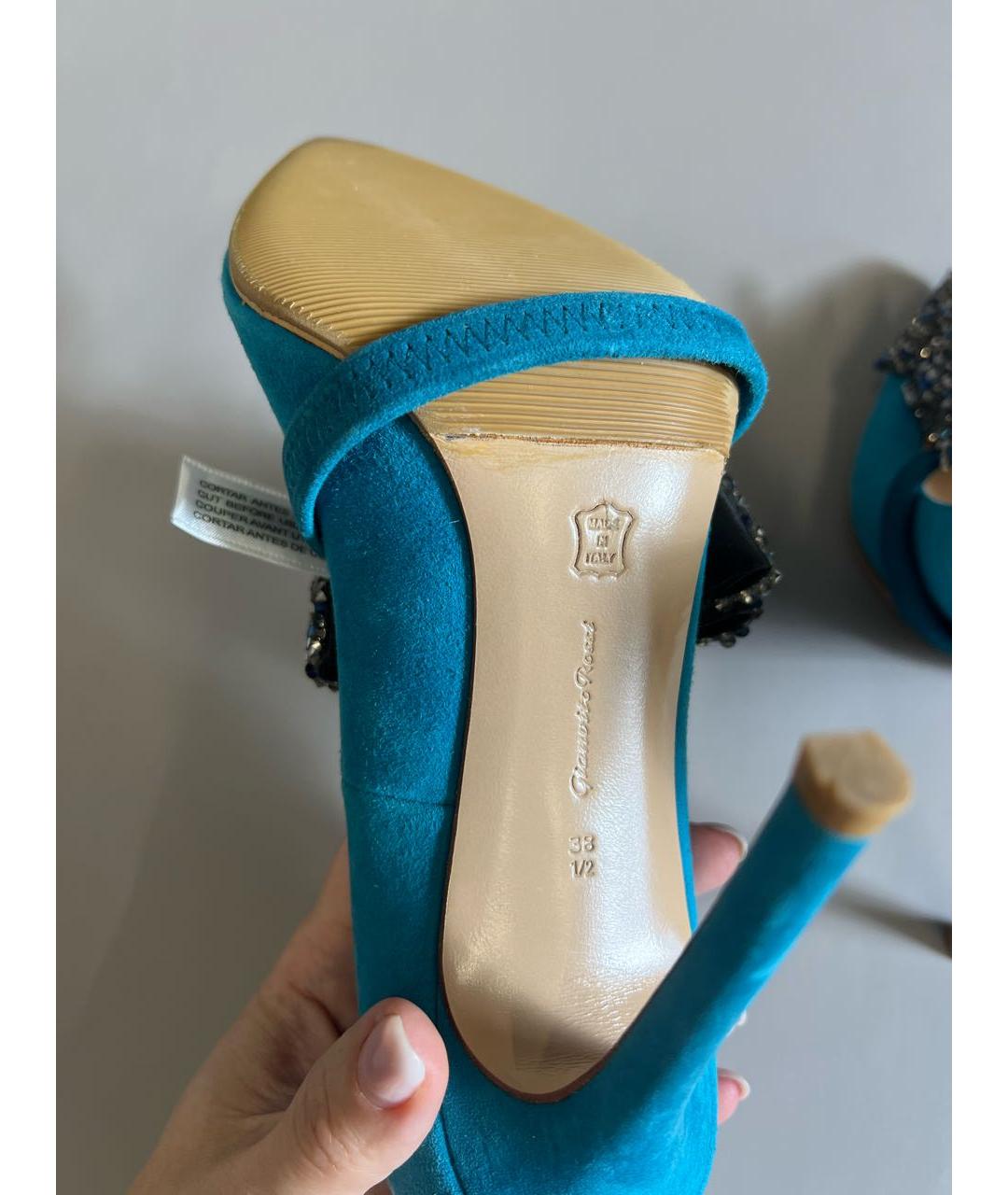 GIANVITO ROSSI Бирюзовые замшевые туфли, фото 7