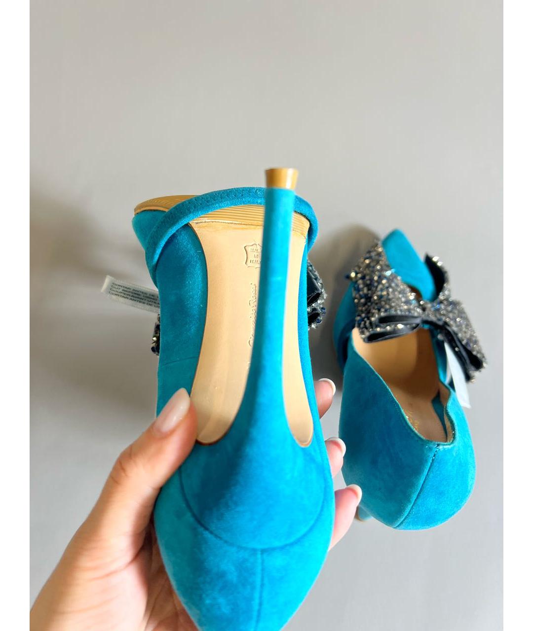 GIANVITO ROSSI Бирюзовые замшевые туфли, фото 5