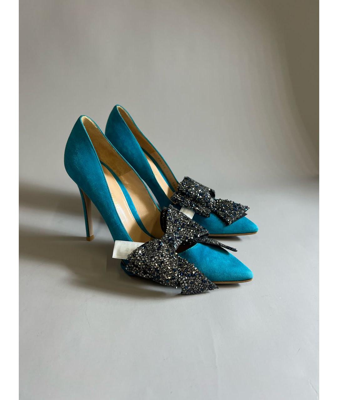 GIANVITO ROSSI Бирюзовые замшевые туфли, фото 8