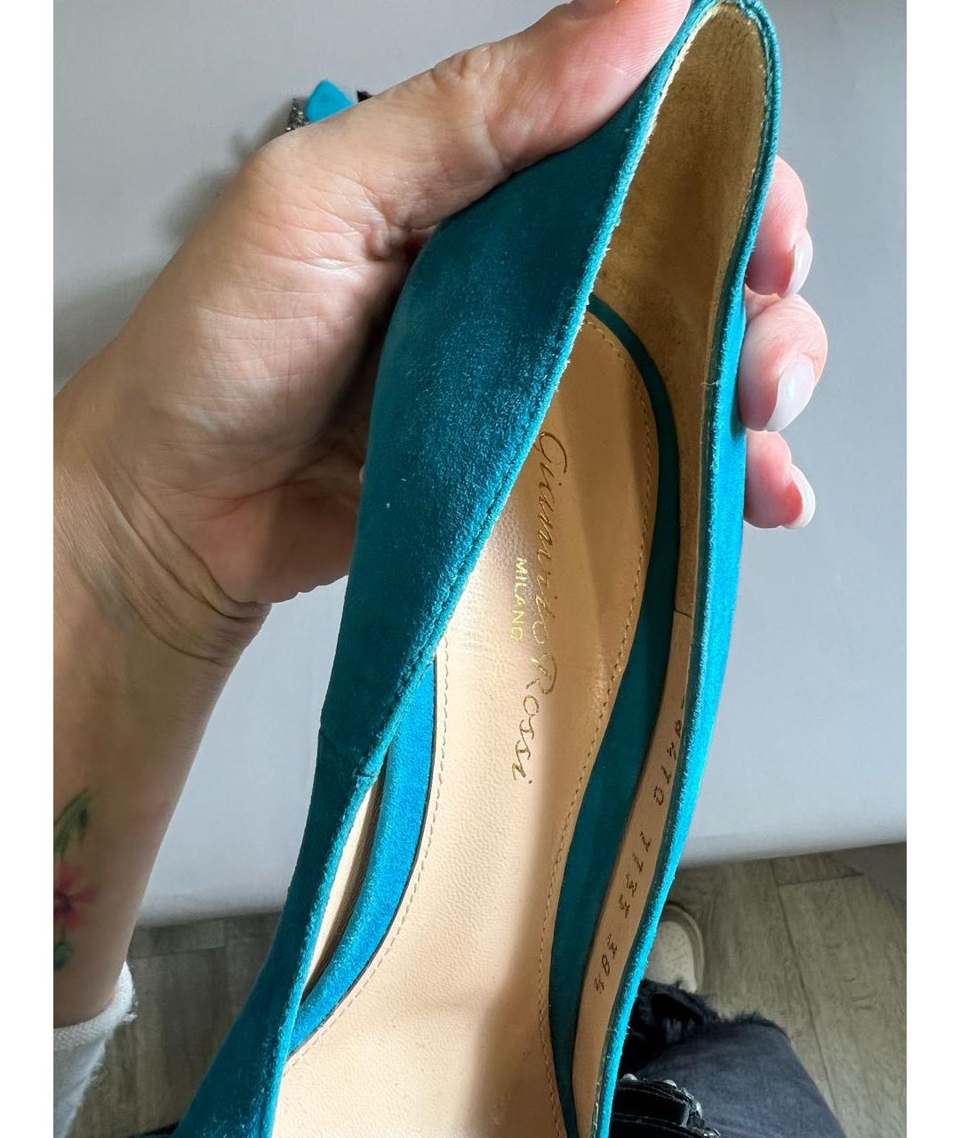 GIANVITO ROSSI Бирюзовые замшевые туфли, фото 3