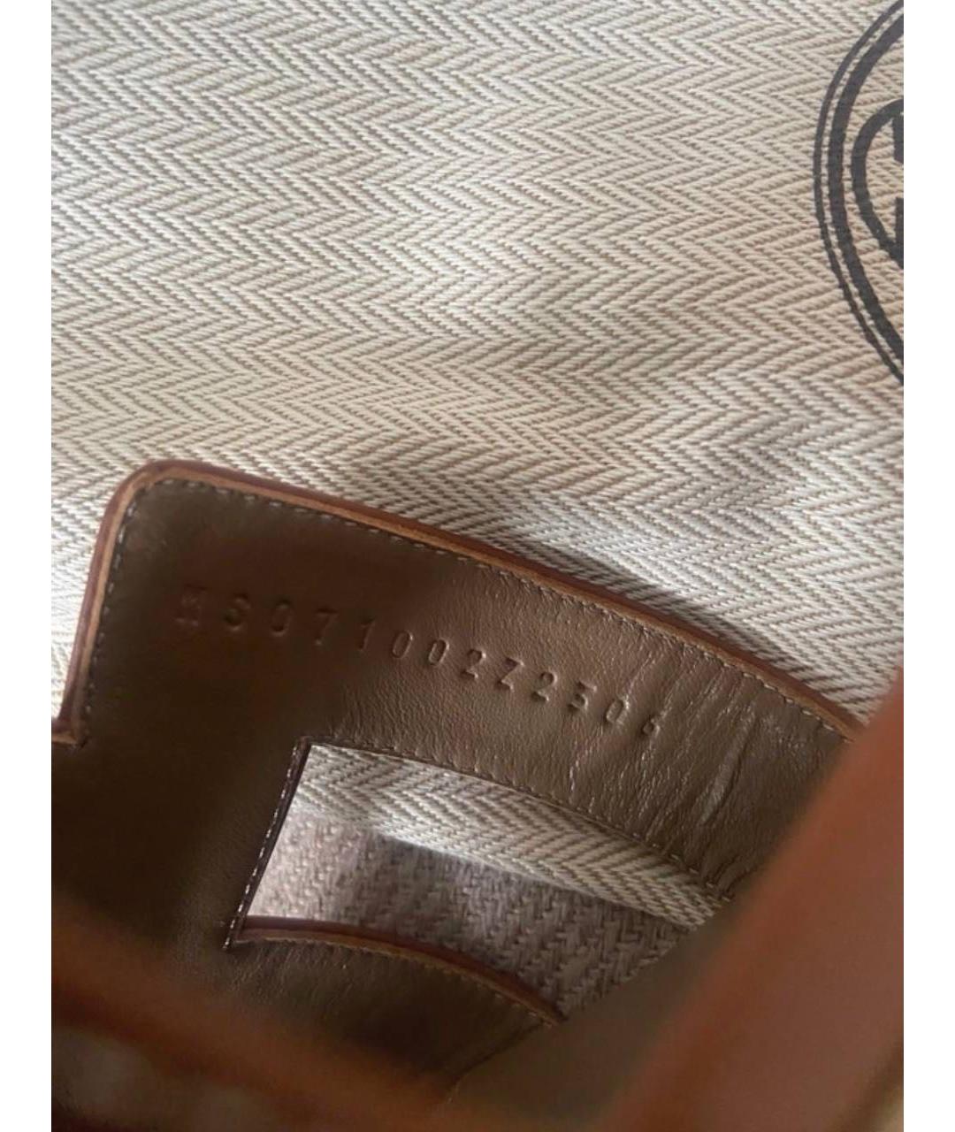 HERMES Коричневые кожаные мюли, фото 7