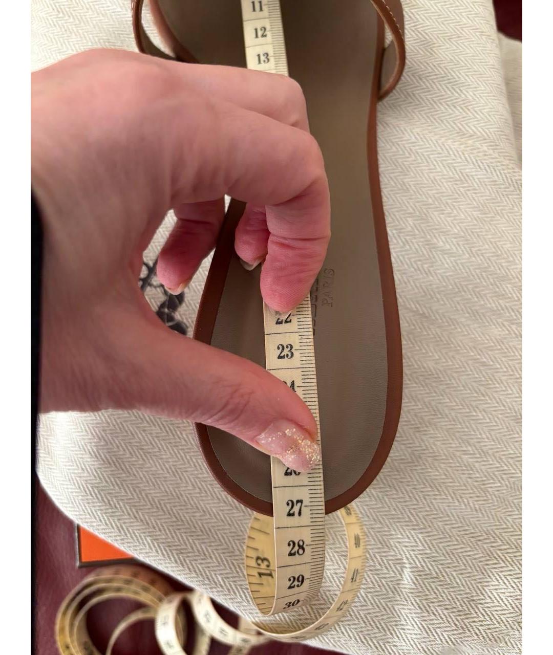 HERMES Коричневые кожаные мюли, фото 6