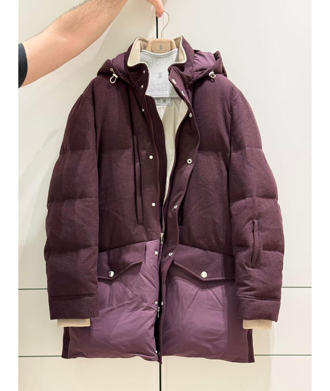 BRUNELLO CUCINELLI Фиолетовый шерстяной пуховик, фото 4