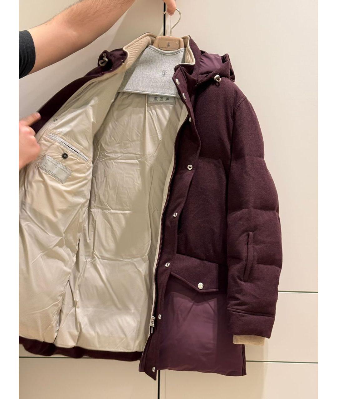 BRUNELLO CUCINELLI Фиолетовый шерстяной пуховик, фото 2