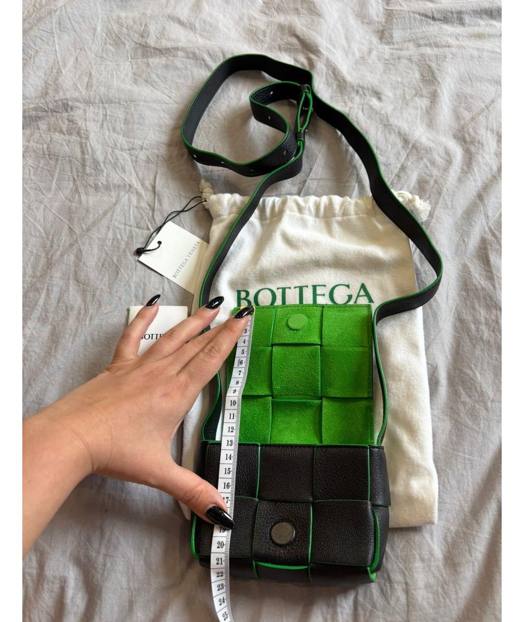 BOTTEGA VENETA Черная кожаная сумка через плечо, фото 2