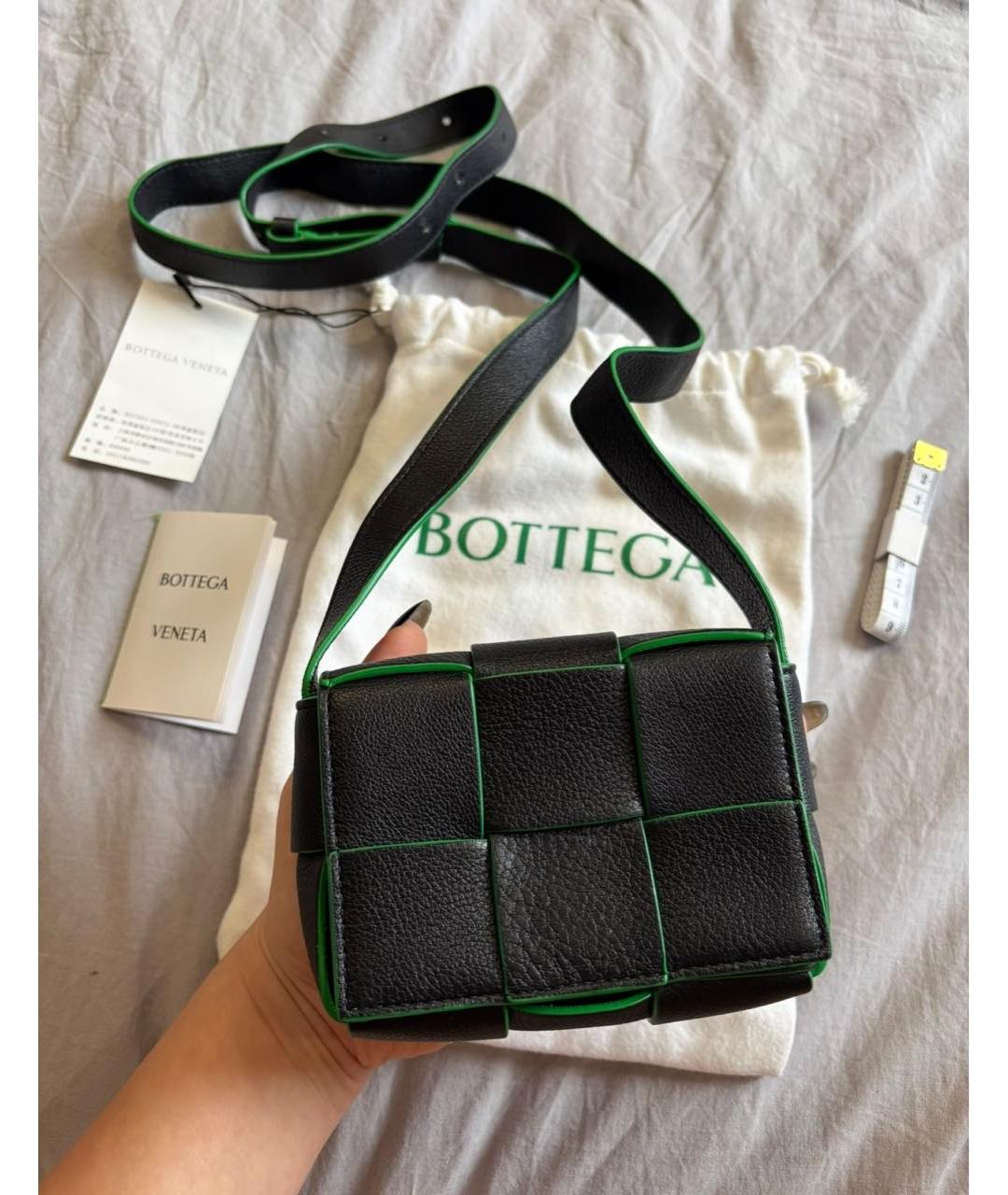 BOTTEGA VENETA Черная кожаная сумка через плечо, фото 8