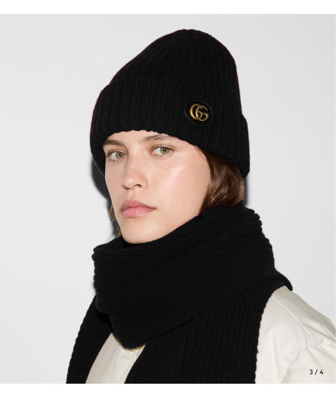 GUCCI Черная кашемировая шапка, фото 2