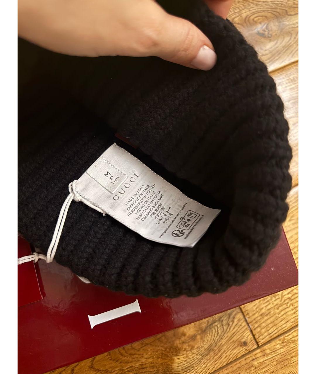 GUCCI Черная кашемировая шапка, фото 4