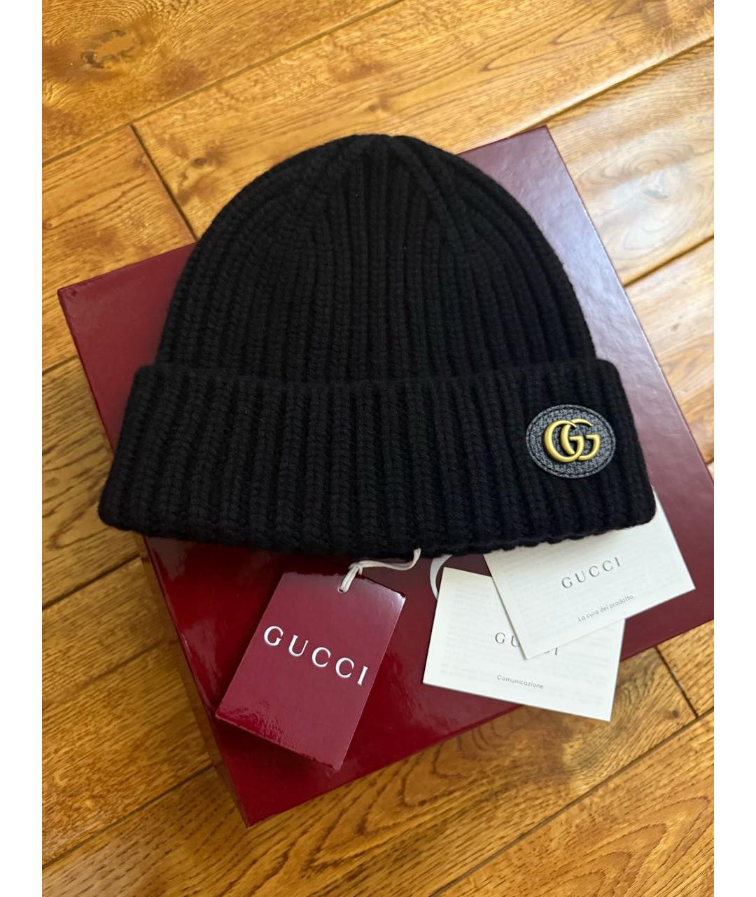 GUCCI Черная кашемировая шапка, фото 7