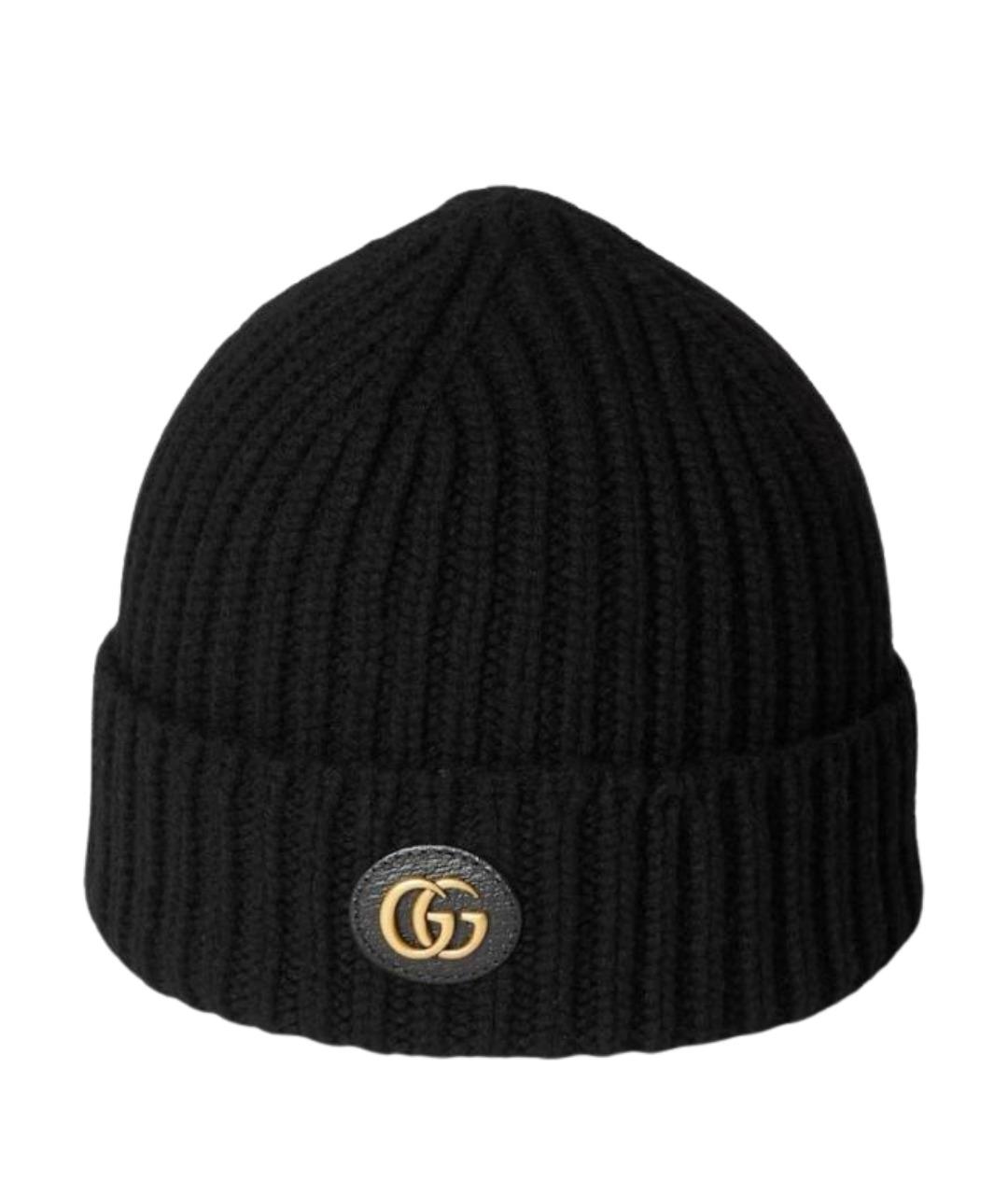 GUCCI Черная кашемировая шапка, фото 1