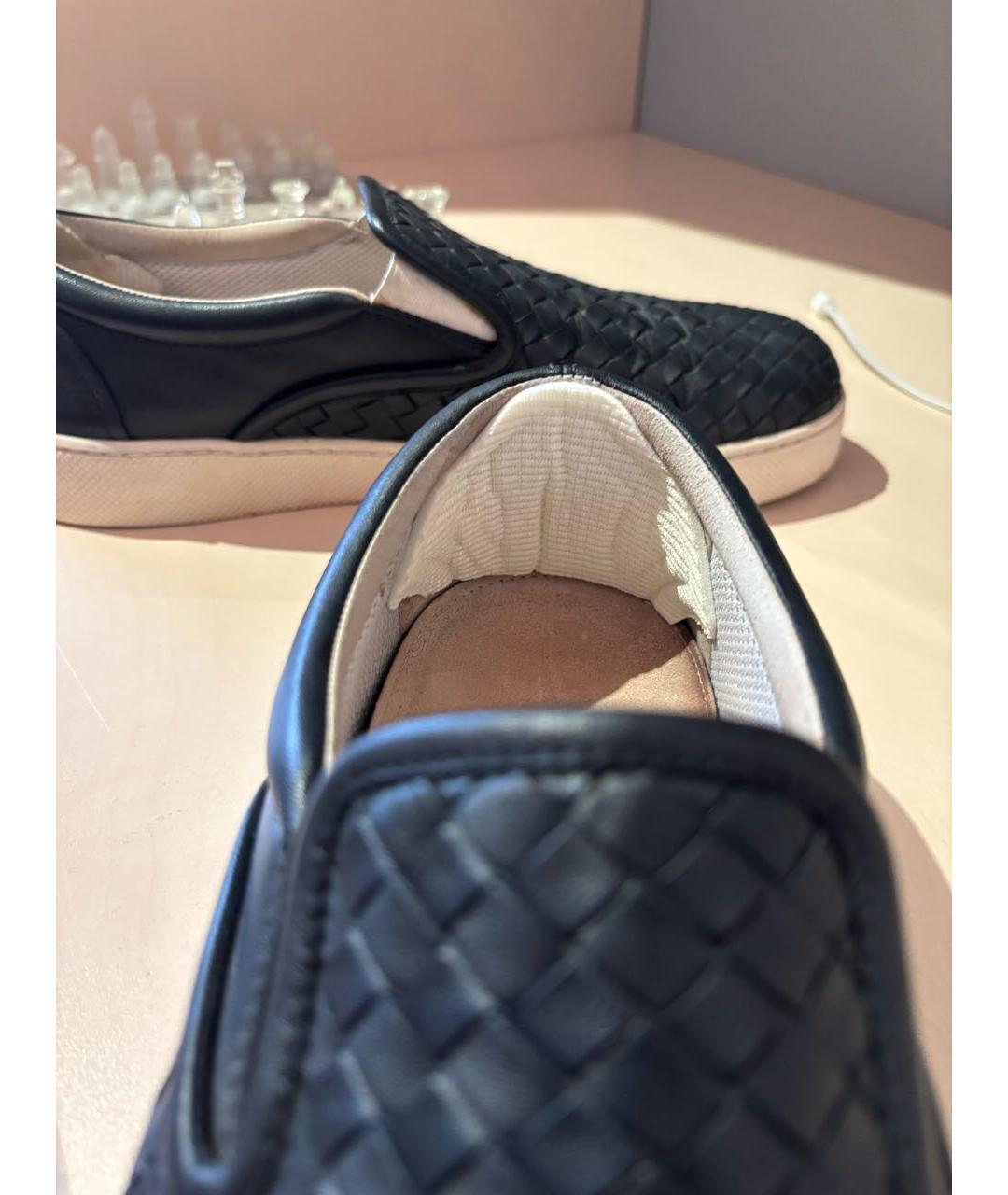 BOTTEGA VENETA Темно-синие кожаные слипоны, фото 5
