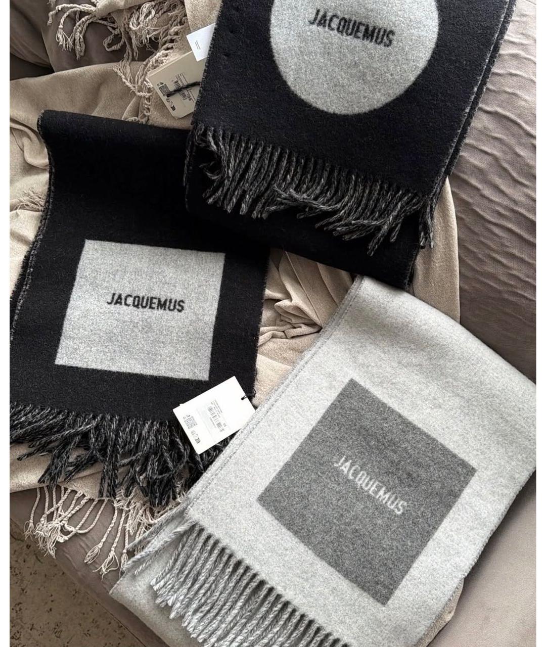 JACQUEMUS Черный шерстяной шарф, фото 4