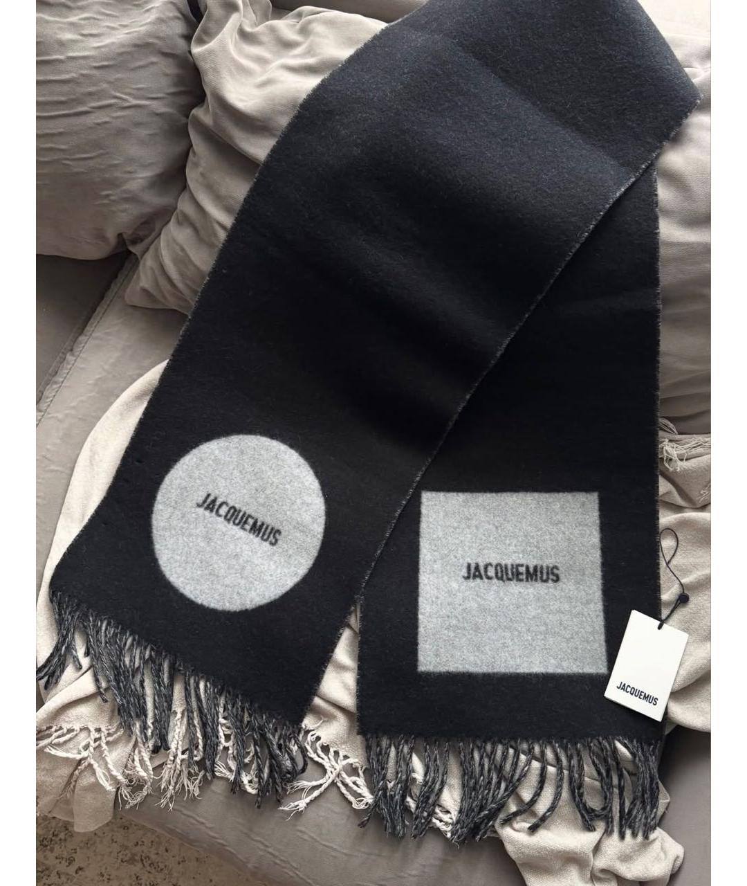 JACQUEMUS Черный шерстяной шарф, фото 2