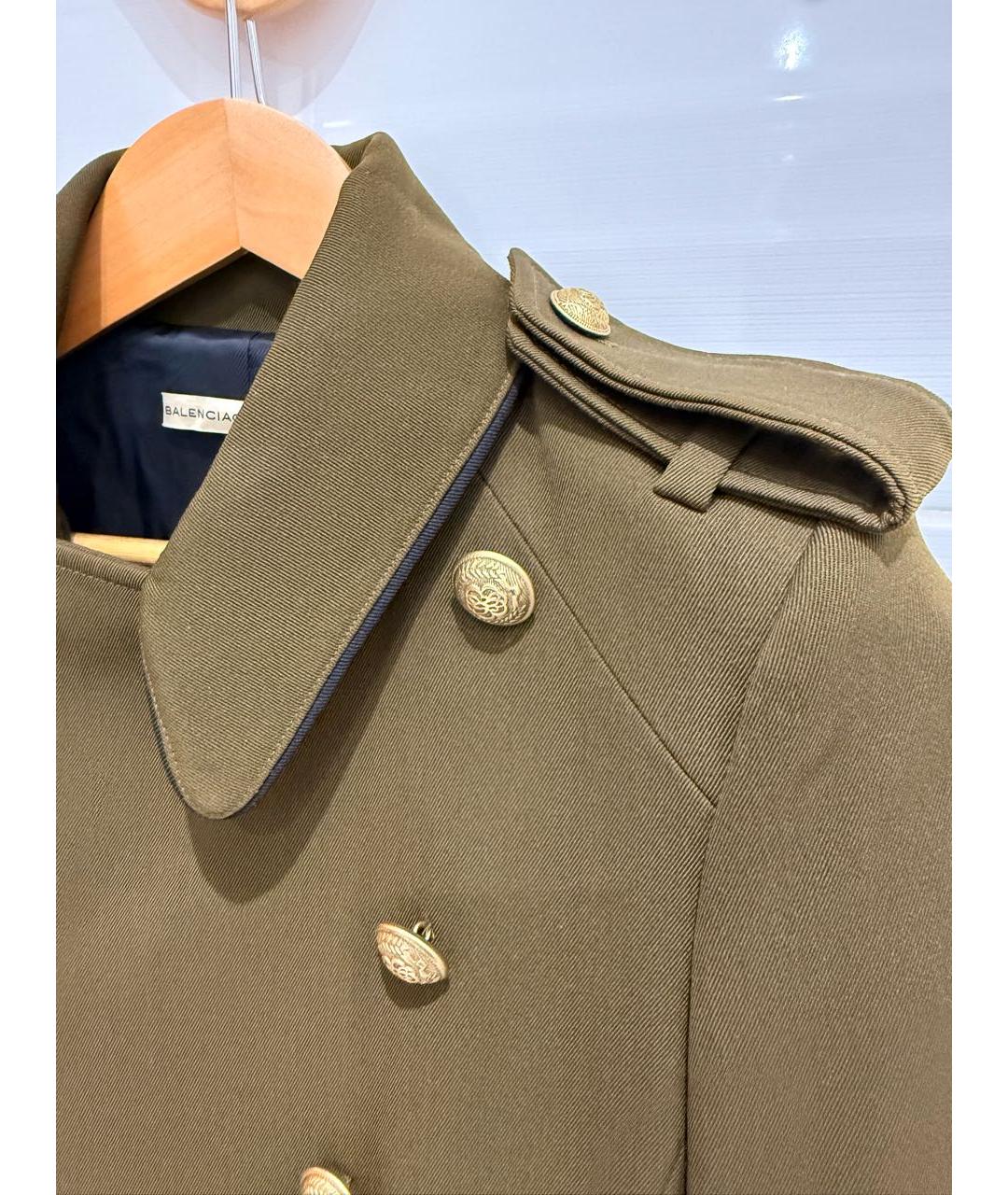 BALENCIAGA Хаки шерстяное пальто, фото 8