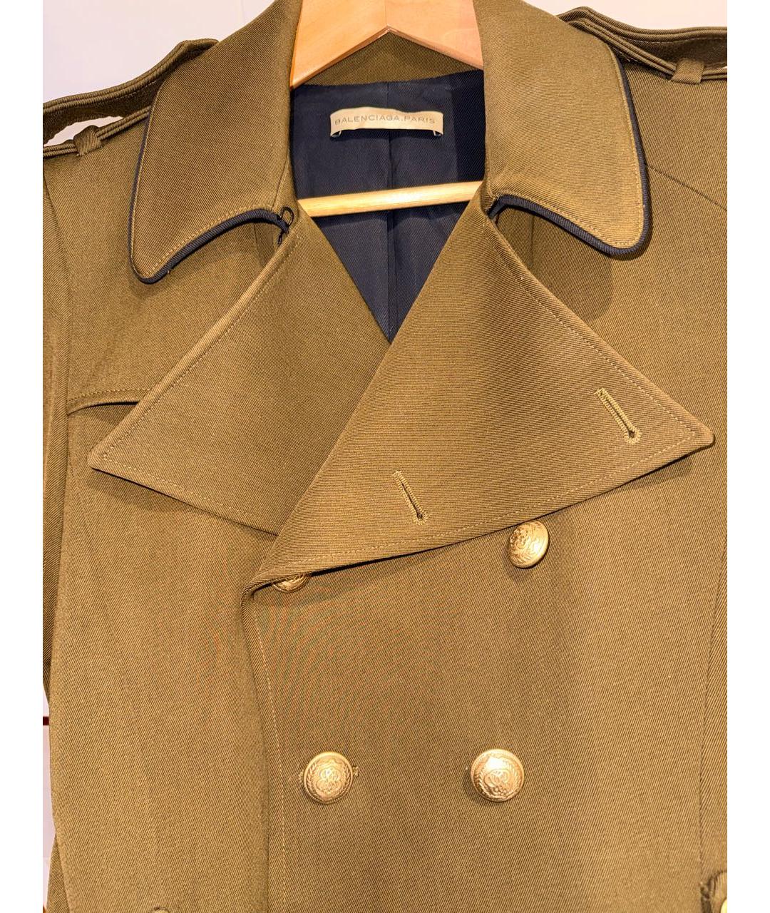 BALENCIAGA Хаки шерстяное пальто, фото 4