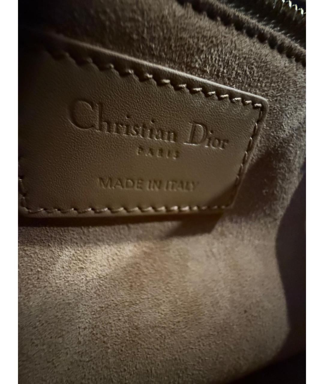 CHRISTIAN DIOR Коричневая кожаная сумка с короткими ручками, фото 4