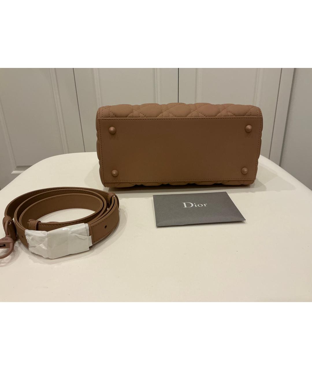 CHRISTIAN DIOR Коричневая кожаная сумка с короткими ручками, фото 3