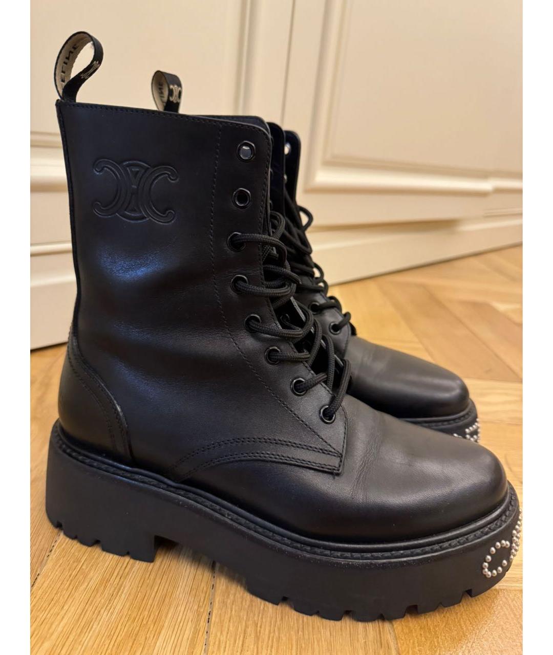 CELINE Черные кожаные ботинки, фото 7