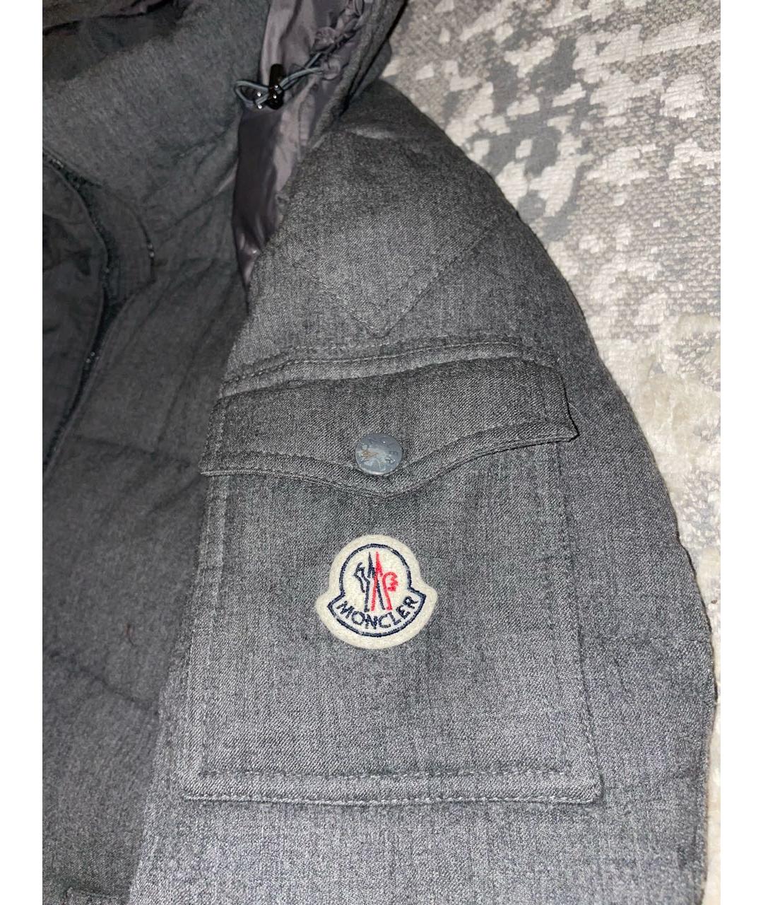 MONCLER Серый полиамидовый пуховик, фото 3