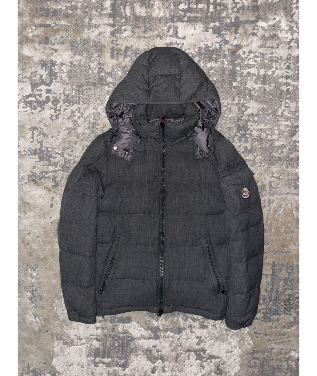 MONCLER Серый полиамидовый пуховик, фото 5