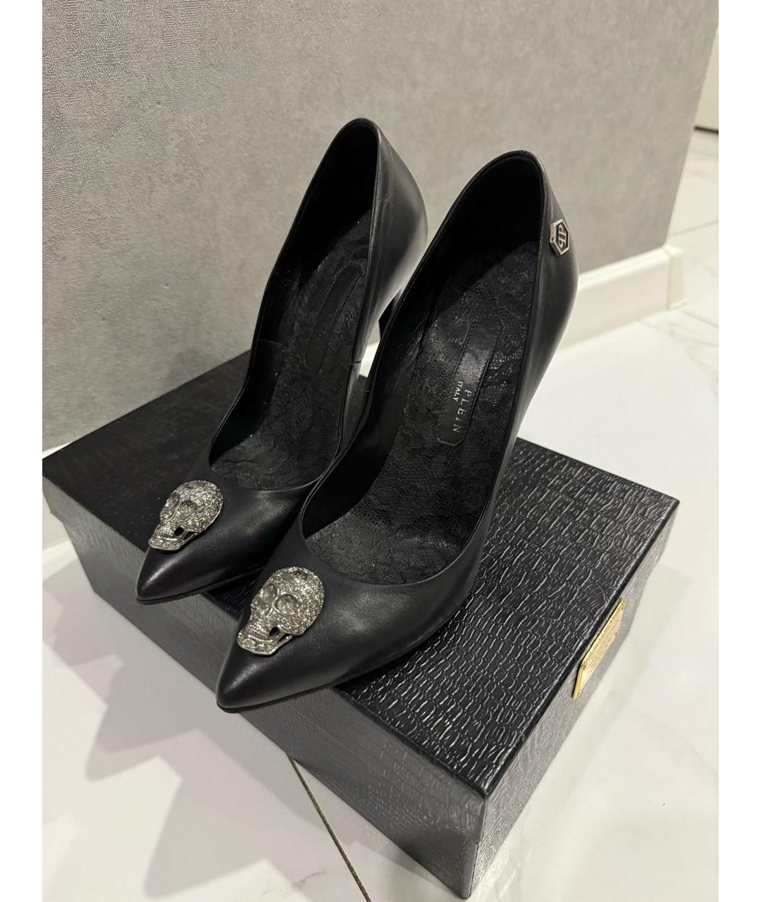 PHILIPP PLEIN Черные кожаные туфли, фото 2