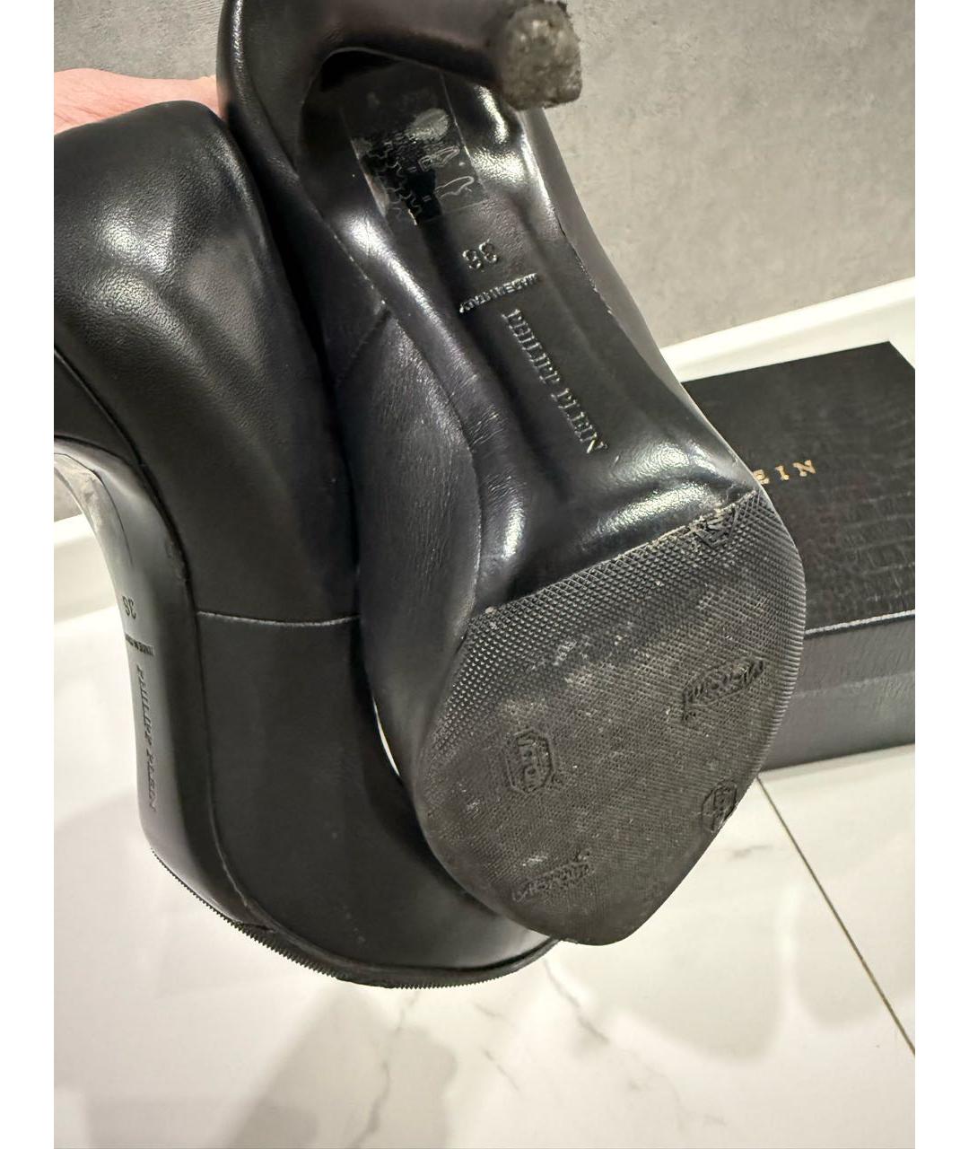 PHILIPP PLEIN Черные кожаные туфли, фото 5