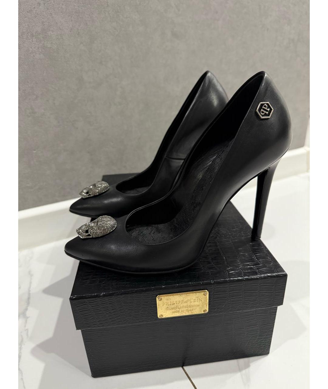 PHILIPP PLEIN Черные кожаные туфли, фото 8