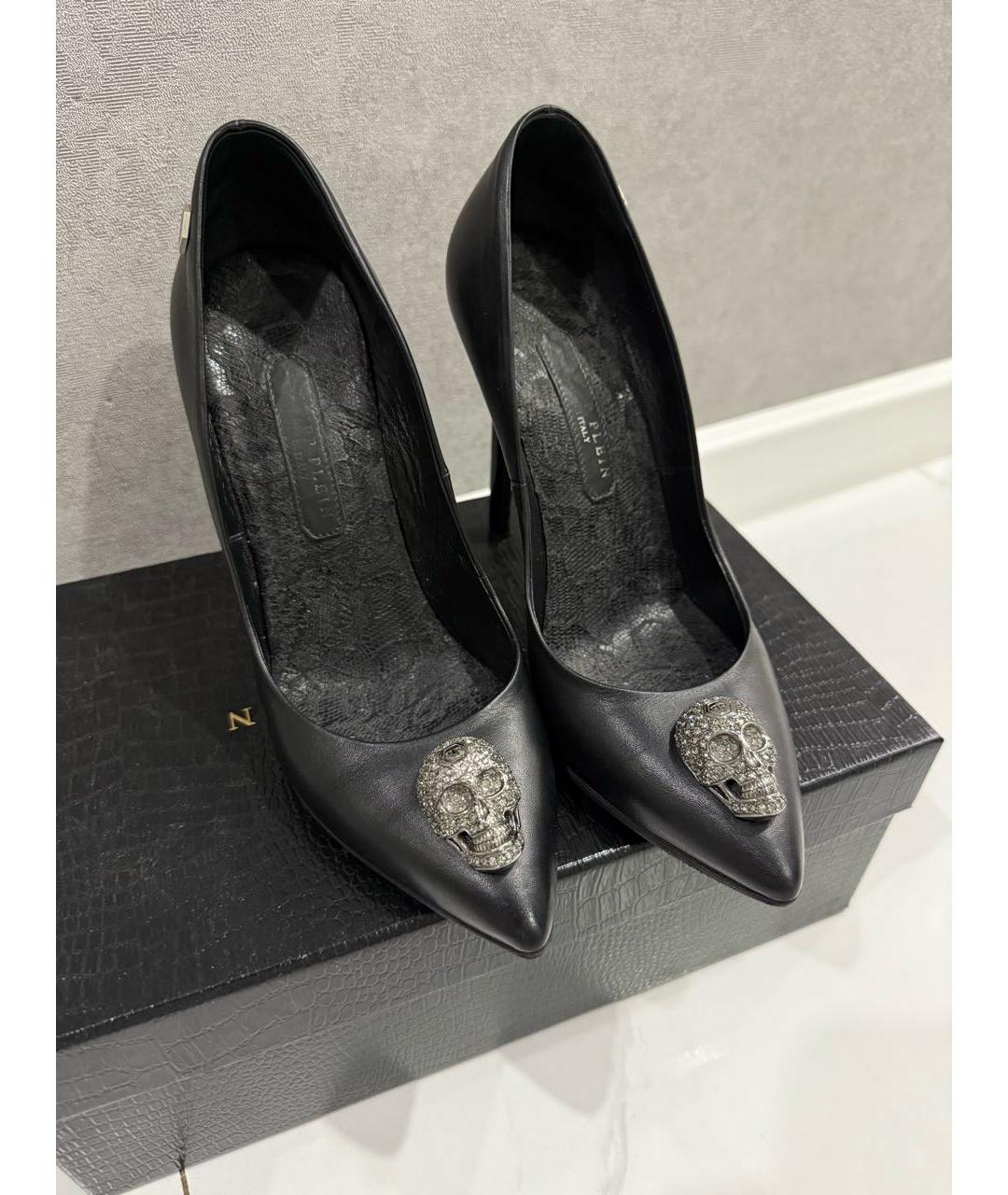 PHILIPP PLEIN Черные кожаные туфли, фото 3