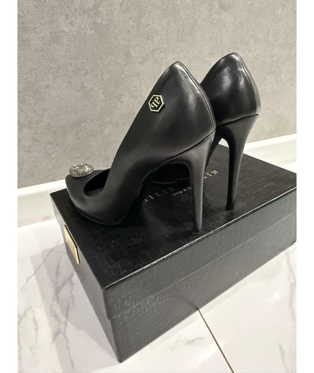 PHILIPP PLEIN Черные кожаные туфли, фото 4