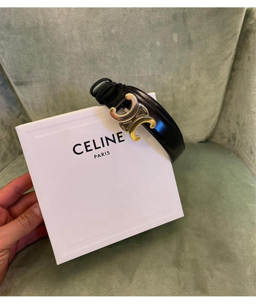 CELINE Черный кожаный ремень, фото 2